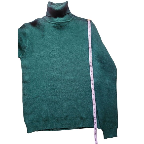 Vintage Marshall Fields Turtleneck Mens M Forest Green 70s Slim Minimalist Prep - Picture 6 of 6